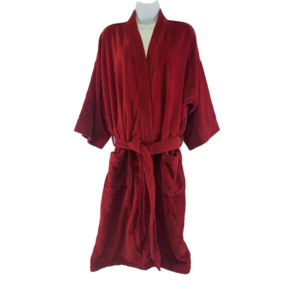 Atlantis By Brastax Red Robe Terry Towel Cotton One Size Fits Most Adult Brazil - Picture 1 of 12